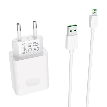 Сетевое зарядное устройство Borofone BA32A Bright (QC3.0 1USB/3A) с кабелем Micro White
