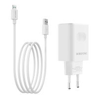 Сетевое зарядное устройство Borofone BA32A Bright (QC3.0 1USB/3A) с кабелем Micro White