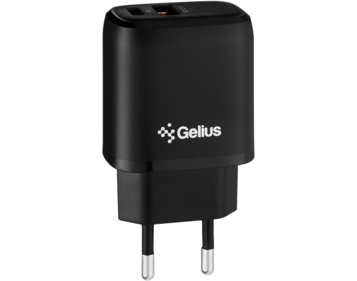 Мережеве зарядний пристрій Gelius Pro X-Duo (GP-HC014) (USB+Type-C) (QC3.0/PD20W) (Чорний  Black)