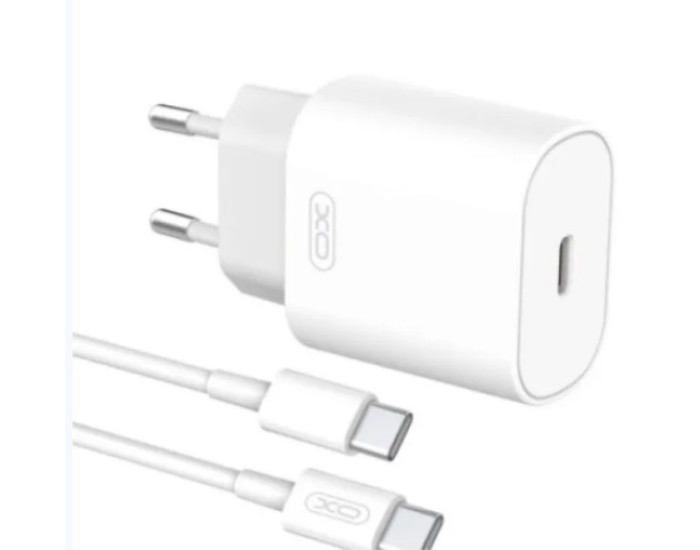 Мережеве зарядний пристрій XO L91 (25W) fast Charger з кабелем TYPE-C. White