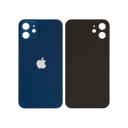 Задняя панель корпуса для iPhone 12, синяя, со стеклом камеры (Small Hole)
