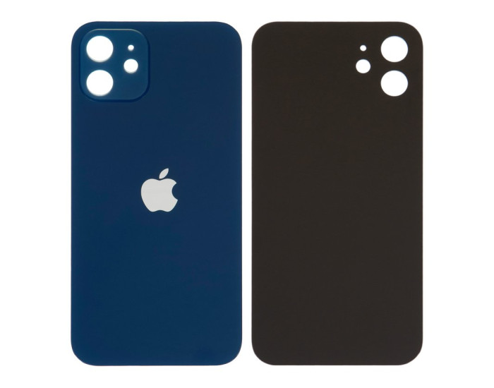 Задня панель корпуси для iPhone 12, синя з склом камери (Small Hole)