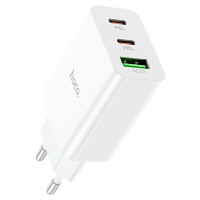 Мережеве зарядний пристрій Hoco C99A (1USB + 2Type-C) (PD20W+QC3.0) Білий