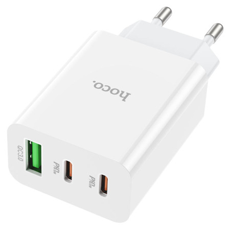 Сетевое зарядное устройство Hoco C99A (1USB + 2Type-C) (PD20W+QC3.0) Белый