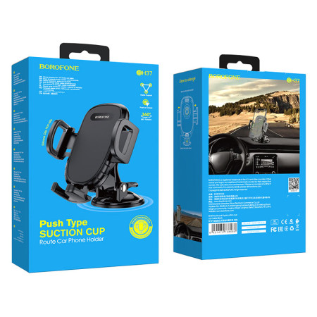 Автодержатель для телефона Borofone (BH37) Route Push Type Suction Cup Black