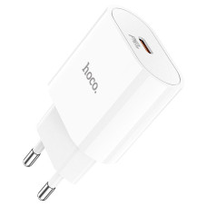 Мережеве зарядний пристрій 1Type-C Hoco (C94A)(PD 20W) з кабелем (Type-C-to-USB-C) (Білий / White)