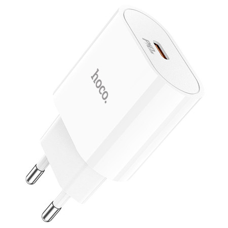 Сетевое зарядное устройство 1Type-C Hoco (C94A)(PD 20W) с кабелем (Type-C-to-USB-C) (Белый / White)