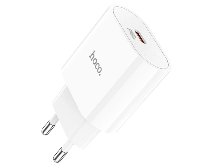 Мережеве зарядний пристрій 1Type-C Hoco (C94A)(PD 20W) з кабелем (Type-C-to-USB-C) (Білий / White)