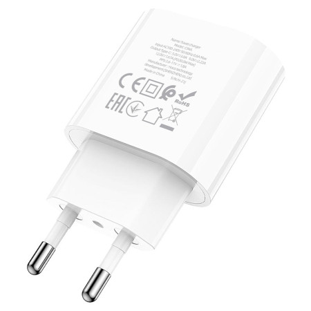 Сетевое зарядное устройство 1Type-C Hoco (C94A)(PD 20W) с кабелем (Type-C-to-USB-C) (Белый / White)
