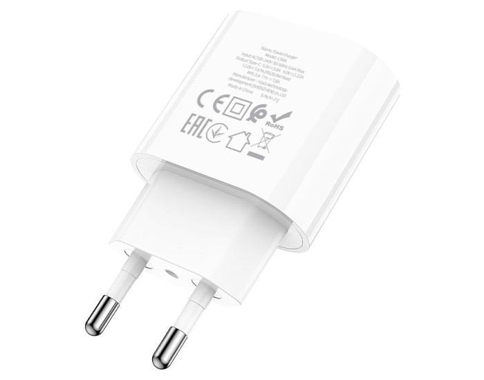 Мережеве зарядний пристрій 1Type-C Hoco (C94A)(PD 20W) з кабелем (Type-C-to-USB-C) (Білий / White)