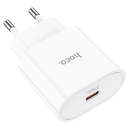 Сетевое зарядное устройство 1Type-C Hoco (C94A)(PD 20W) с кабелем (Type-C-to-USB-C) (Белый / White)