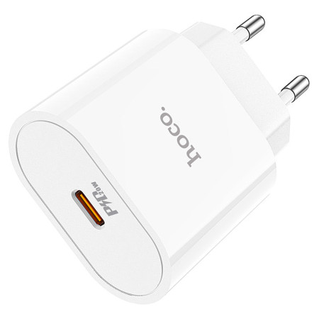Сетевое зарядное устройство 1Type-C Hoco (C94A)(PD 20W) с кабелем (Type-C-to-USB-C) (Белый / White)