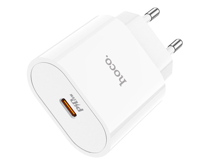 Мережеве зарядний пристрій 1Type-C Hoco (C94A)(PD 20W) з кабелем (Type-C-to-USB-C) (Білий / White)