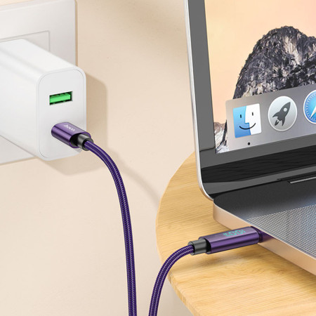 Кабель Hoco U125 Benefit Type-C to Type-C (100W/1.2m) Purple