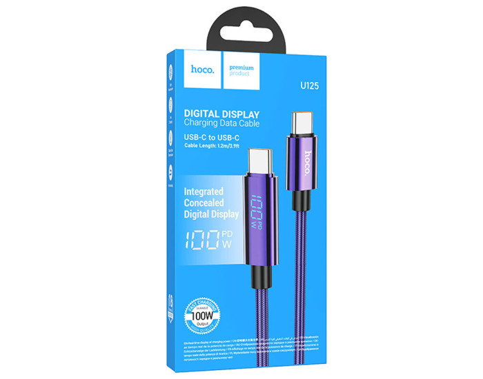 Кабель USB-C Hoco U125 Benefit Type-C to Type-C (100W/1.2m) Purple