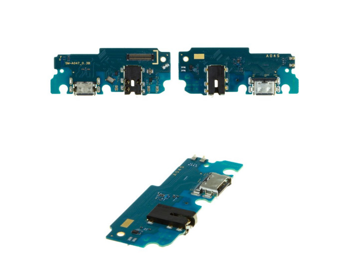 Шлейф для Samsung A047F Galaxy A04s,  коннектора наушников, коннектора зарядки, с микрофоном, оригинал