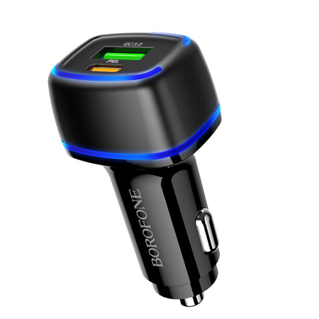 Автомобильное зарядное устройство Borofone (BZ14A) Mercury (PD20W+QC3.0 USB-A/USB-C/3A) Black