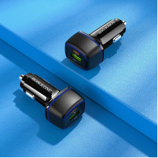 Автомобильное зарядное устройство Borofone (BZ14A) Mercury (PD20W+QC3.0 USB-A/USB-C/3A) Black