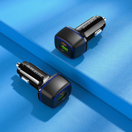 Автомобильное зарядное устройство Borofone (BZ14A) Mercury (PD20W+QC3.0 USB-A/USB-C/3A) Black