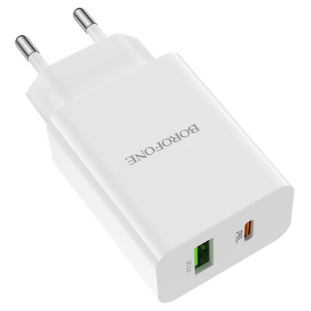 Сетевое зарядное устройство Borofone BA56A Lavida (PD20W/QC3.0 /2USB) white
