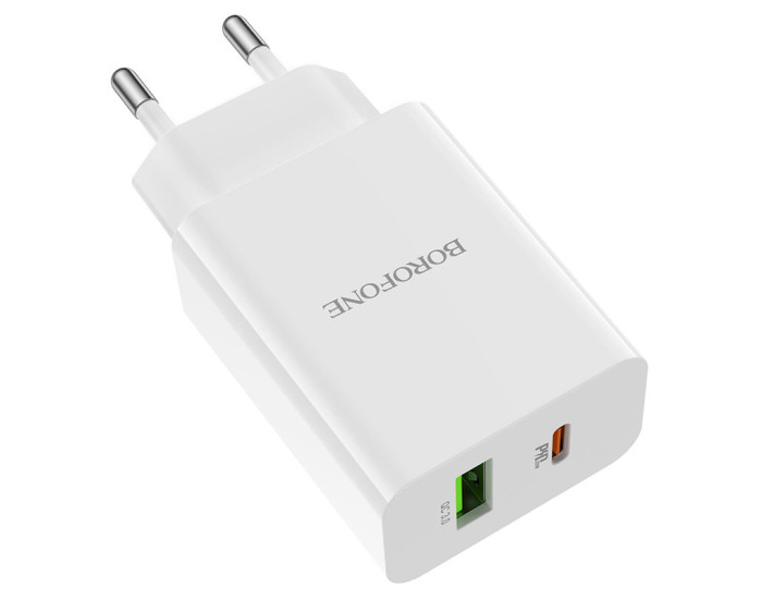Мережеве зарядний пристрій Borofone BA56A Lavida (PD20W/QC3.0 /2USB) white