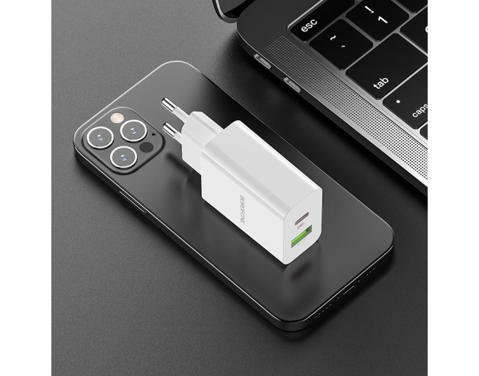 Мережеве зарядний пристрій Borofone BA56A Lavida (PD20W/QC3.0 /2USB) white