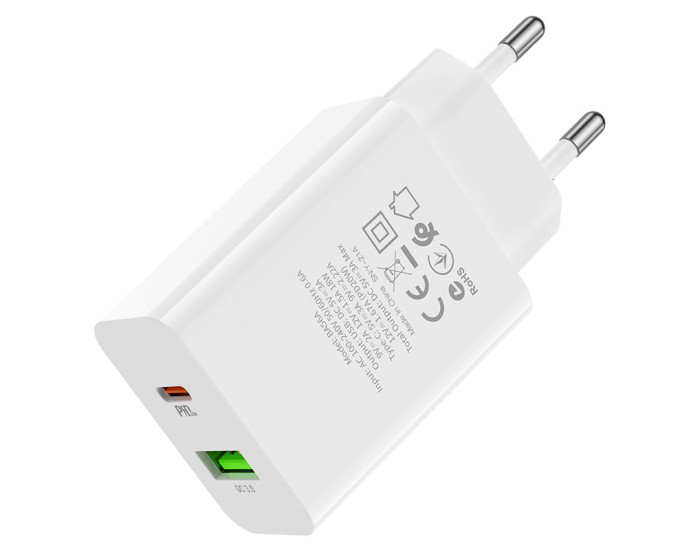 Мережеве зарядний пристрій Borofone BA56A Lavida (PD20W/QC3.0 /2USB) white