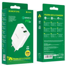Мережеве зарядний пристрій Borofone BA56A Lavida (PD20W/QC3.0 /2USB) white