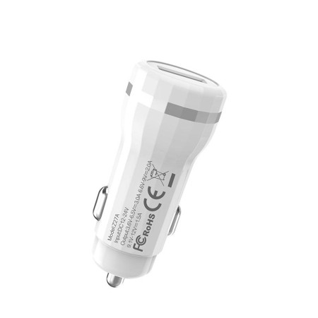 Автомобильное зарядное устройство Hoco Z27A (1USB/3A/QC3.0/18W) White