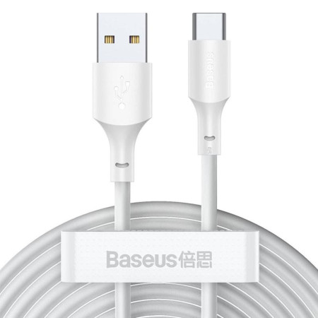 Кабель USB Baseus Simple Wisdom Data Cable Kit Type-C (2PCS/Set) (TZCATZJ-02) (1.5m) (Белый / White) (Класс B)