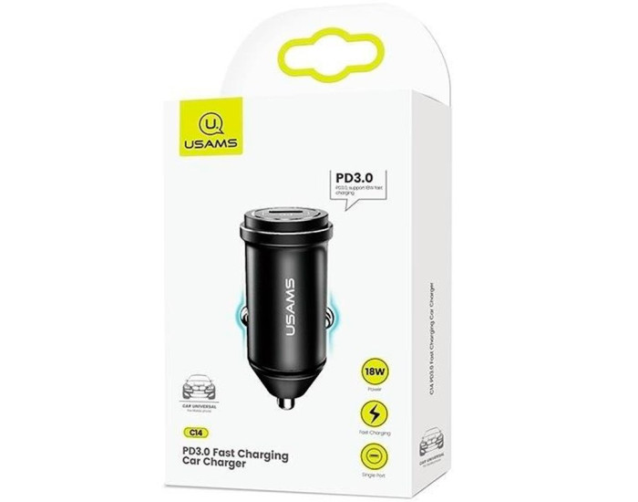 Автомобильное зарядное устройство Usams C14 QC(3A) Type-C (US-CC095) black