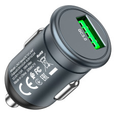 Автомобільне зарядний пристрій Hoco Z43 Mighty Single Port Car Charger (1USB/18W/QC3.0) Metal Grey