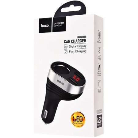 Автомобильное зарядное устройство Hoco Z29 Regal C-Lighter C-Charger (2USB/Car Socket/3.1A/LCD) Black