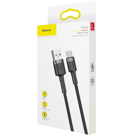 Кабель USB Baseus Cafule Type-C (CATKLF-CG1) (3m) (черный \ Black)