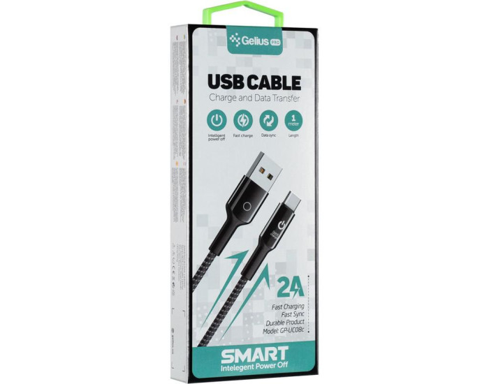 Кабель USB Gelius Pro Smart USB to Type-C (1m) Black (GP-U08c)