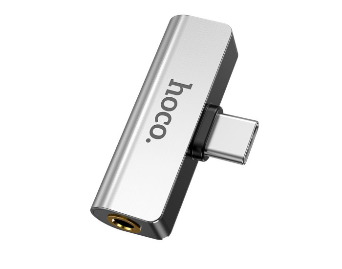 Переходник Hoco LS26 Type-C to AUX (3,5mm) стальной