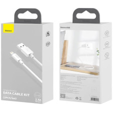 Кабель USB Baseus Simple Wisdom Data Cable Kit USB to Lightning (2шт/Set/1.5m) White (TZCALZJ-02)
