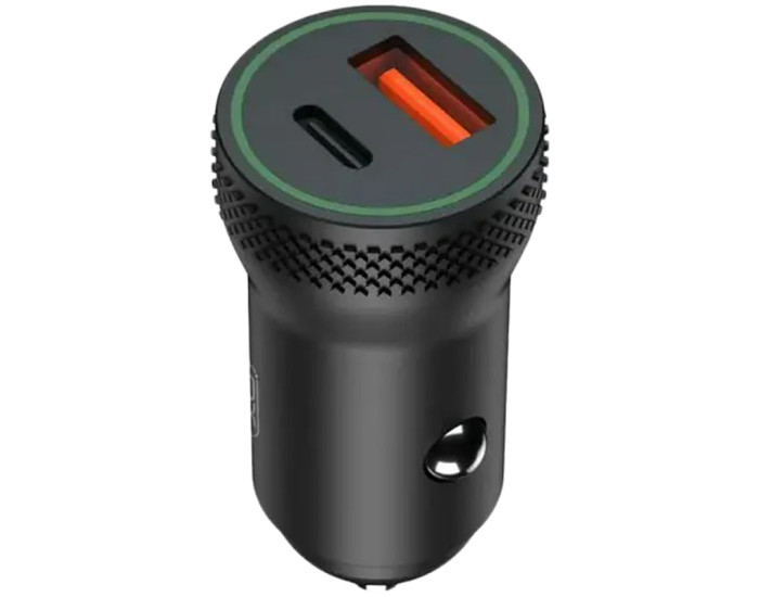 Автомобильное зарядное устройство XO CC33 (1USB + Type-C, QC3.0 18W) Black