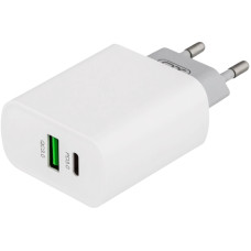 Мережеве зарядний пристрій XO L64 (1USB + 1Type-C) (QC3.0+PD) White