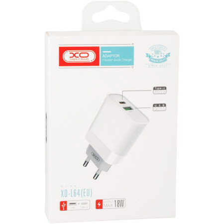 Сетевое зарядное устройство XO 3USB L64 (QC3.0+PD) White