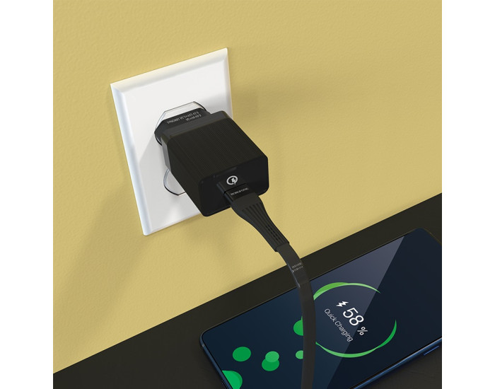 Мережеве зарядний пристрій Borofone BA17A Centrino single port (QC3.1/1USB/3A) Black