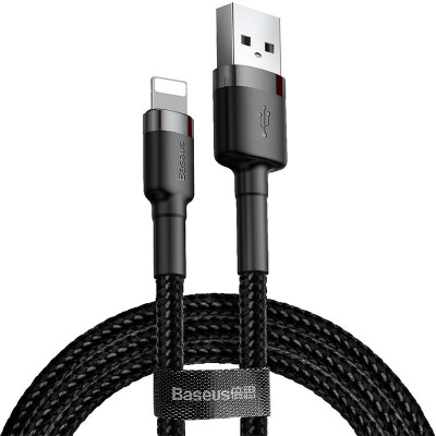 Кабель USB Baseus Cafule Lightning Cable (2.4A/1m) (CALKLF-B) (Серый / Черный) (Класс А)