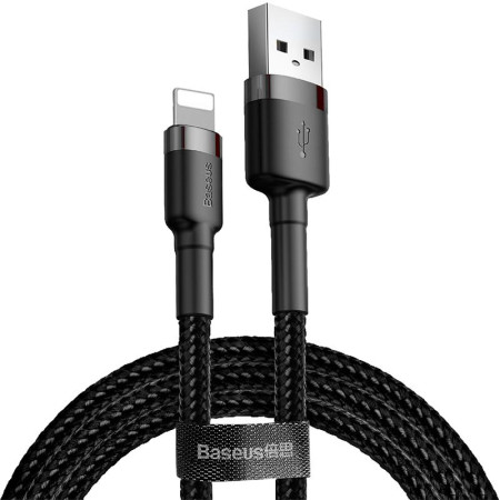 Кабель USB Baseus Cafule Lightning Cable (2.4A/1m) (CALKLF-B) (Серый / Черный) (Класс C)