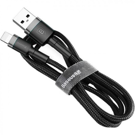 Кабель USB Baseus Cafule Lightning Cable (2.4A/1m) (CALKLF-B) (Серый / Черный) (Класс C)