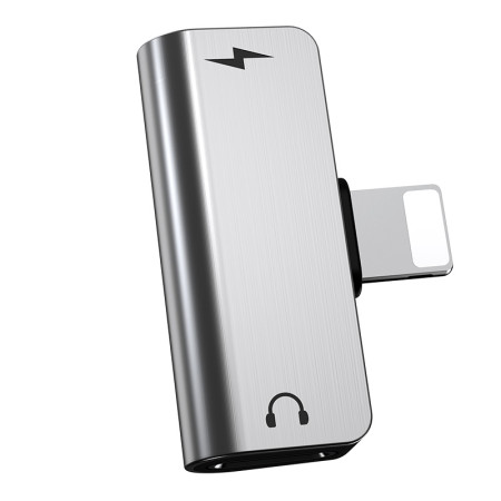 Переходник AUX Hoco LS24 Lightning to Lightning + Lightning, Silver