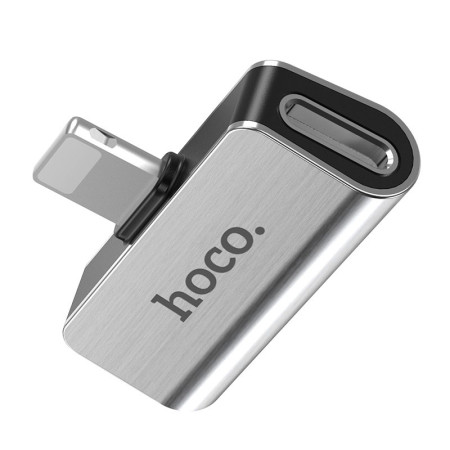 Переходник AUX Hoco LS24 Lightning to Lightning + Lightning, Silver