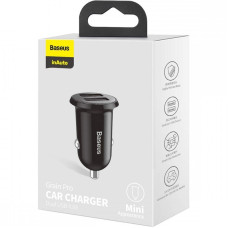 Автомобильное зарядное устройство Baseus 2USB Grain Pro (4.8A) (CCALLP-01) (Черный / Black)