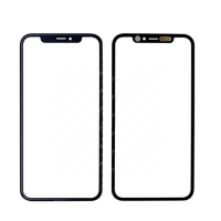 Стекло фронтальное c OCA-пленкой iPhone 11, черное с рамкой, с олефобным покрытием, с сеткой динамика, оригинал
