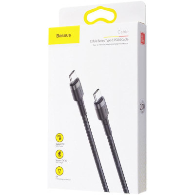 Кабель USB Baseus Cafule Type-C/Type-C (CATKLF-HG1) (2m) (Черный \ Black)