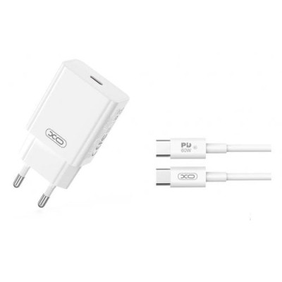 Мережеве зарядний пристрій XO L126 (USB-C/PD20W) Fast Charging Charger з кабелем Type-C (Білий / White)